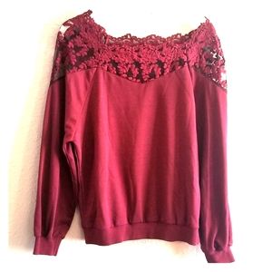 SHEIN lace sweater Dark Red